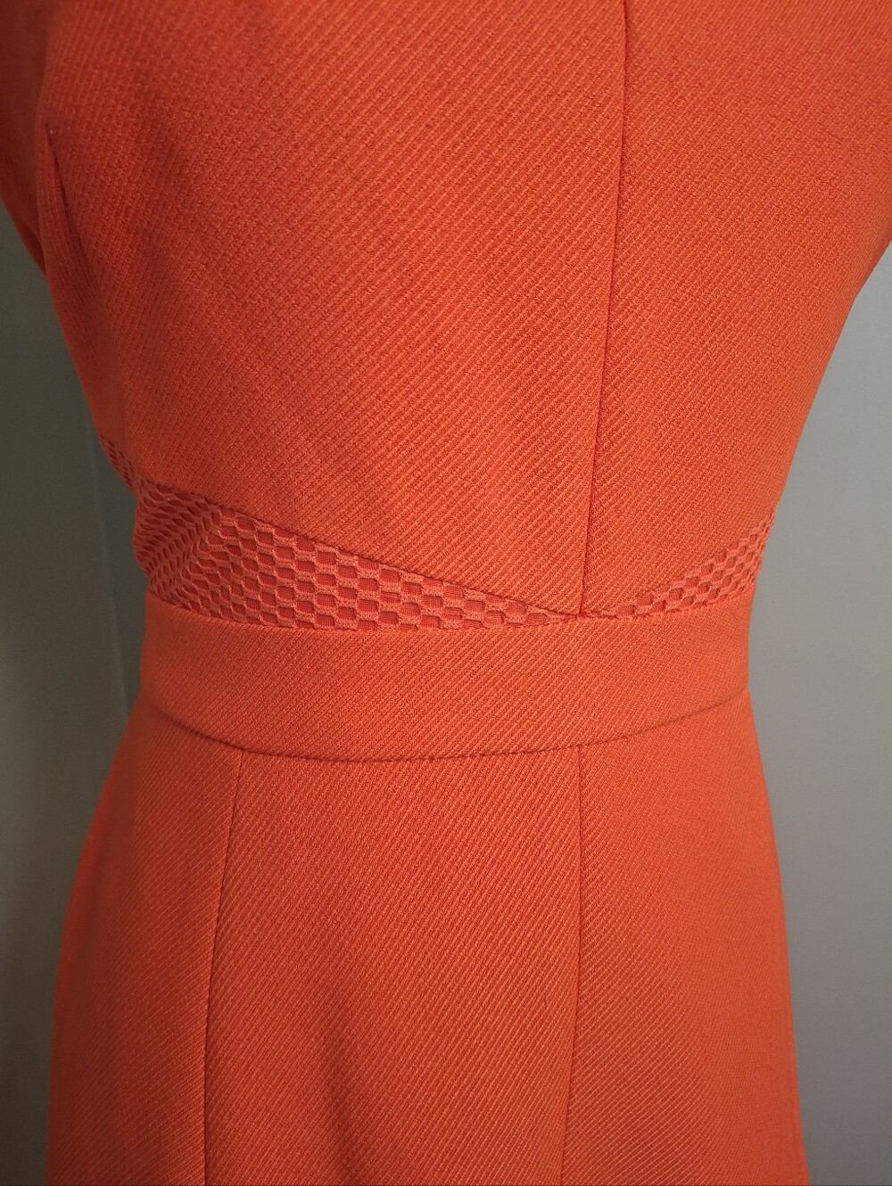 Nine West Orange Fit & Flare Dress Size 6 Pleated Textured Garden Party